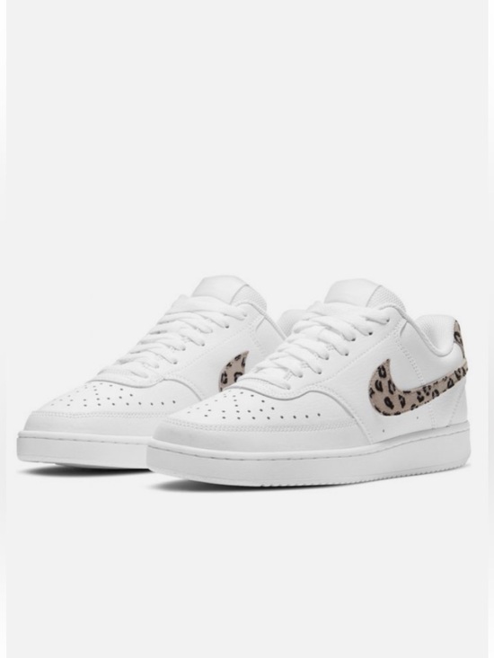 Nike Shoes - Nike Court Vision Low Leopard Swoosh White Leather. Size 9.5.